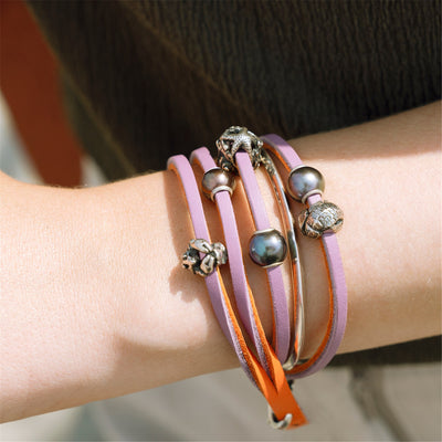 Leather Bracelet Pumpkin/Grape