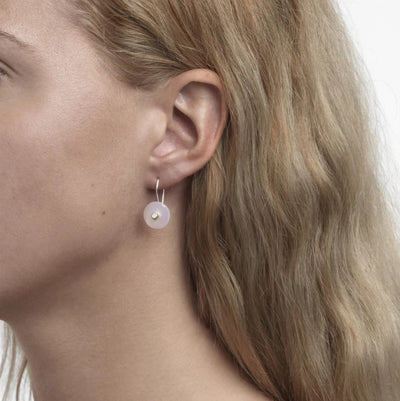 Earring Trio with Silver Flower and Classic Stone Pendants