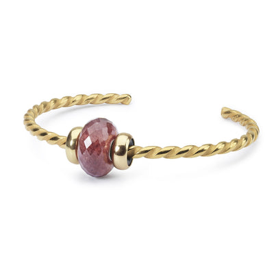 Twisted Gold Bangle with Strawberry Quartz